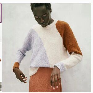 Madewell Cedarbrook Pullover Sweater in Colorblock Wool Camel